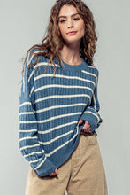 Load image into Gallery viewer, Striped Grey/blue Sweater
