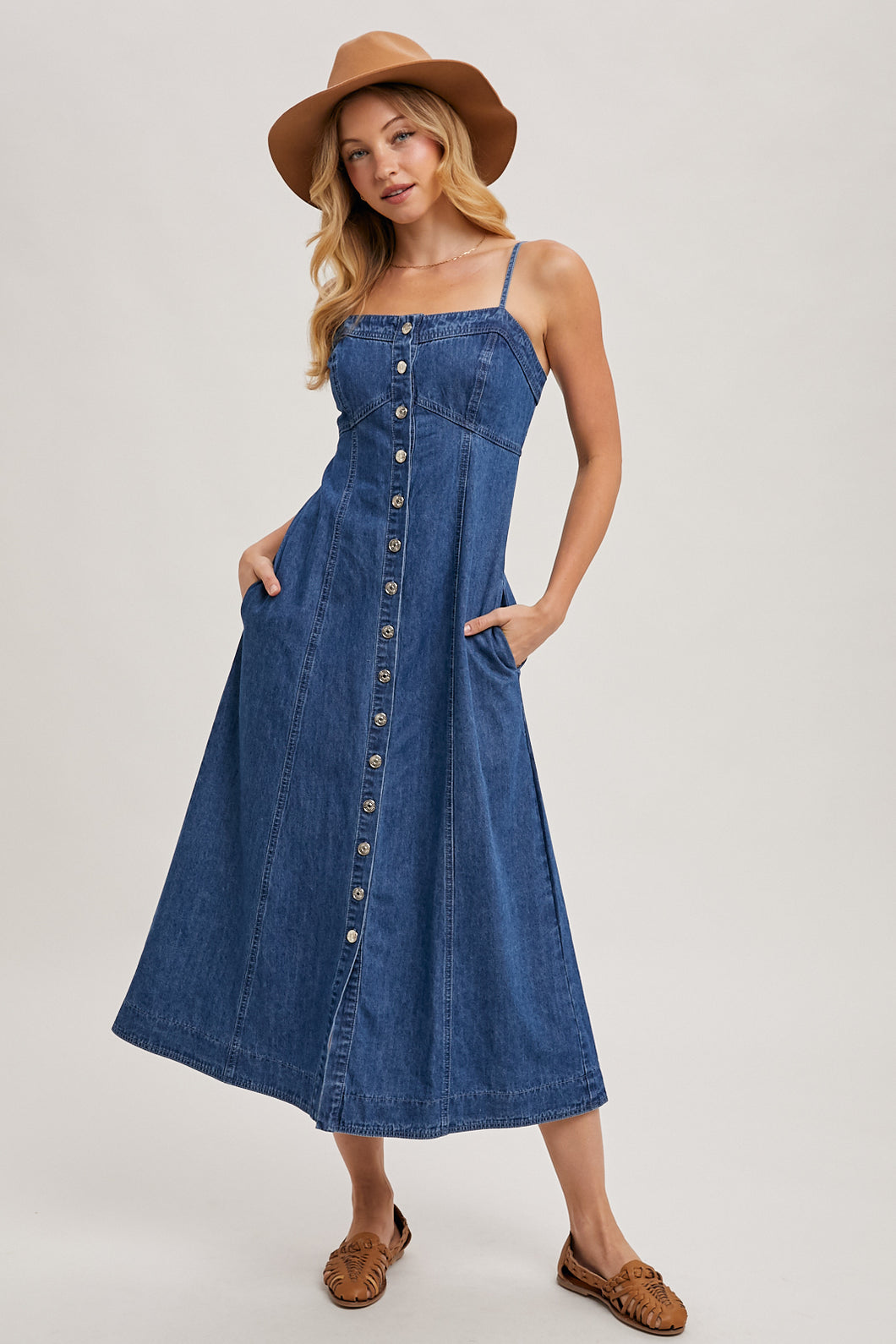 Denim Button Down Midi Dress