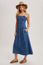 Load image into Gallery viewer, Denim Button Down Midi Dress
