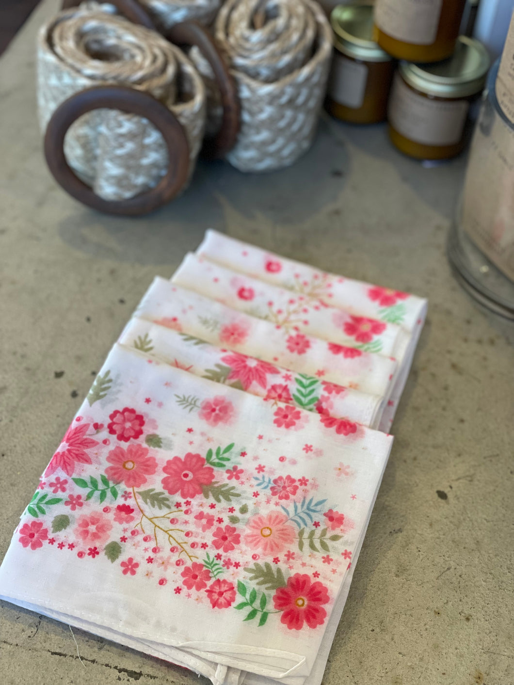 Pink and White Floral Bandana