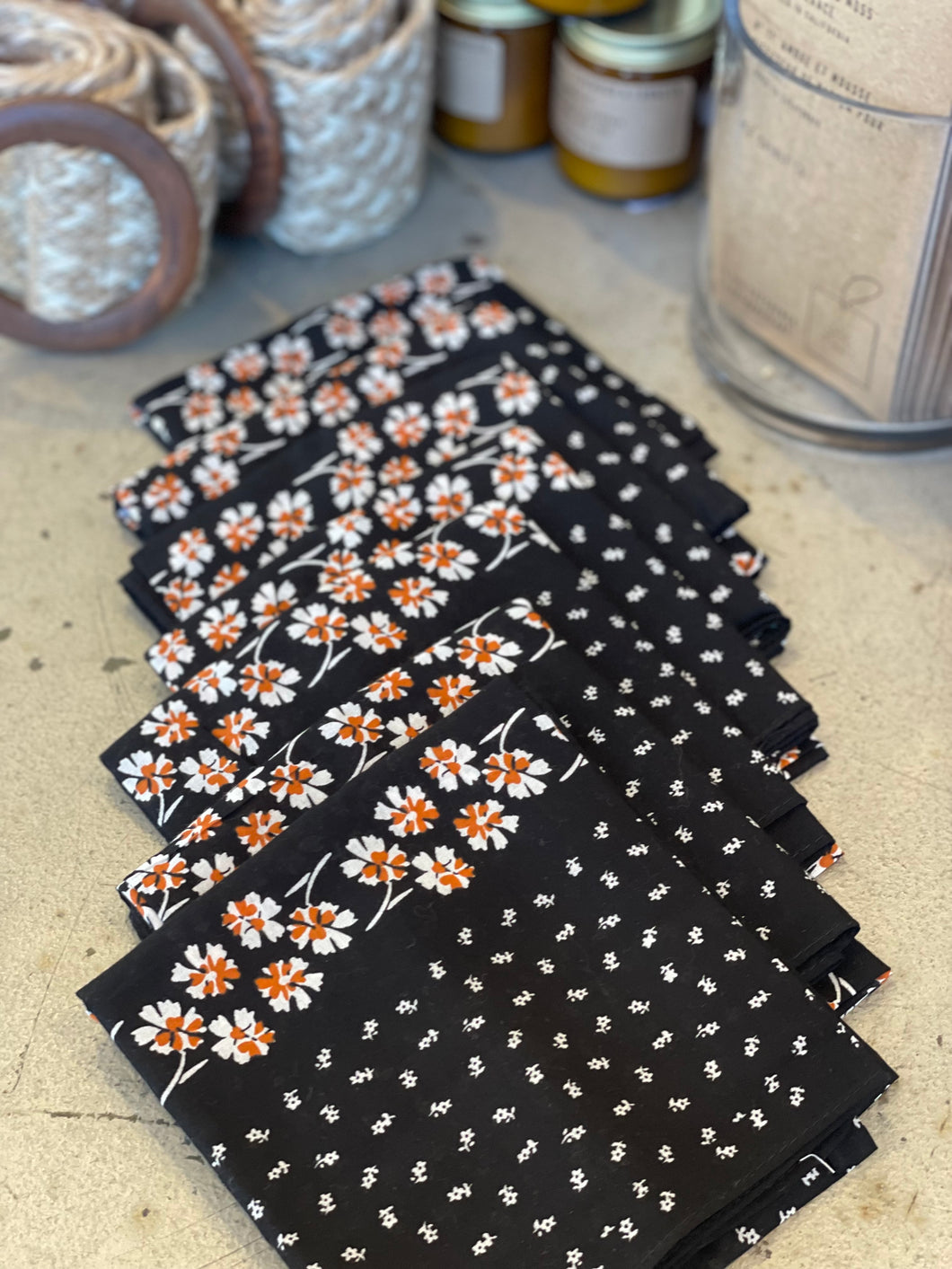 Black Dot and Floral Bandana