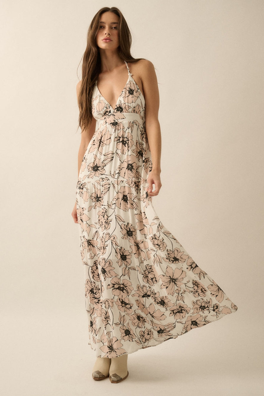 Floral Tiered Halter Dress