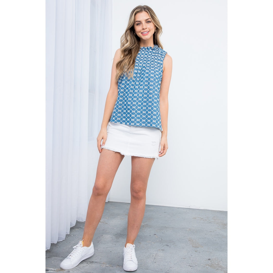 Blue Eyelet Top