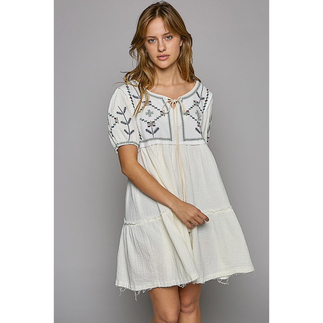 Ivory Embroidery Dress