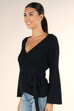 Load image into Gallery viewer, Black Dressy Wrap Top
